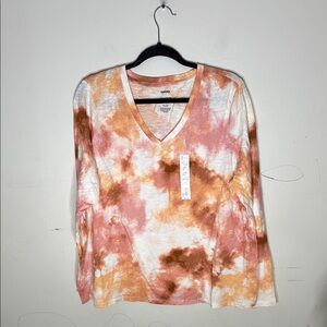 Sonoma The Everyday Tee Women's Tie-Dye V-Neck Top Cotton Size XXL NEW!